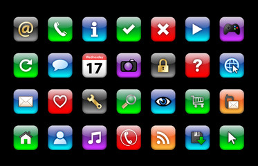 Web Icons Poster (buttons download contact service help online)