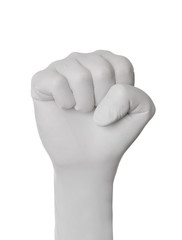 Hand gesture in glove