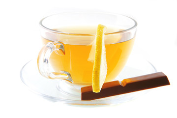 black tea and chocolate bar