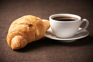 Croissant and black coffee