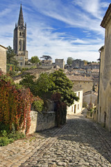 Cobbled Street of Saint Emilion - A Unesco World Heritage Site.