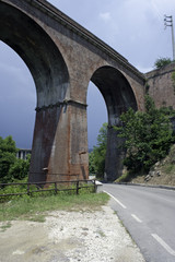 An old stately viaduct on the Mingardo gorge, Salerno, Italy