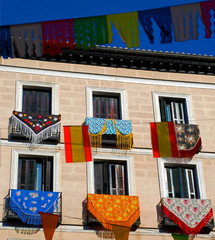 Obraz premium Festival street decorations in Madrid, Spain