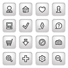 Basic web icons on gray buttons.