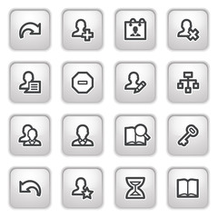 Users web icons on gray buttons.