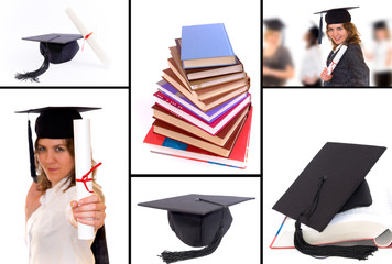 Graduation concept. A collage of picter connectet with student g