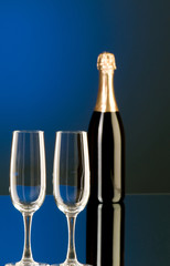 Champagne against color gradient background