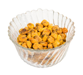 Roast salted maize grain isolated on white