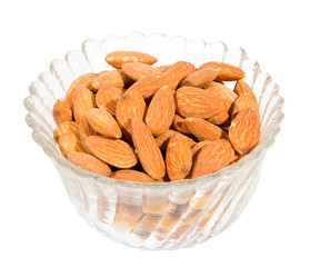 Almond nuts isolated over white with clipping path