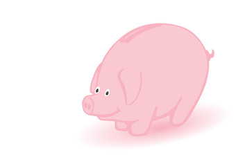 Vector illustration a coin box a pink pig