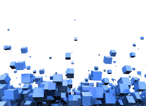 3D - Hintergrund - Fliegende W&uuml;rfel Blau