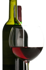 Bottles and glass of red wine