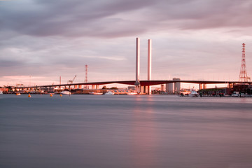 View of Bolte bridge in Melbourne's docklands.