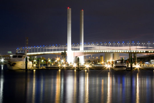 View of Bolte bridge in Melbourne's docklands.