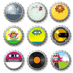 Colorful bottle caps 9 - vector set