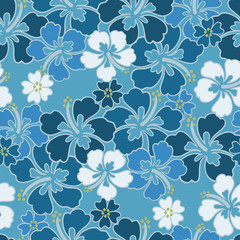 Hibiscus seamless pattern