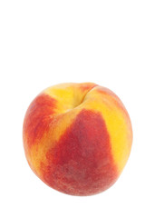 Closeup of peach isolated on white with copy space