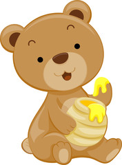 Cute Bear With Honey