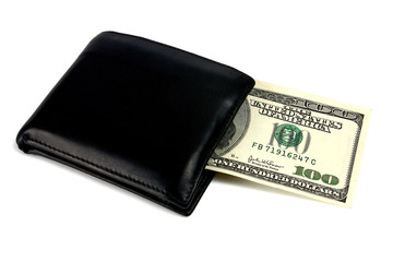 black purse and dollars
