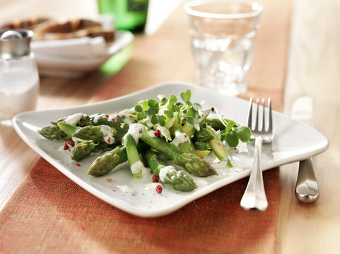 Salad of green asparagus.