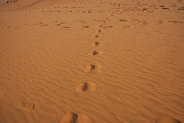 Footprint on a sand dune