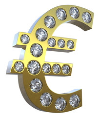 3D Euro symbol incrusted with diamonds