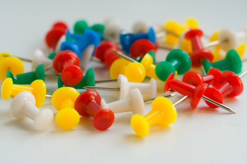 The scattered multi-colored pins. Close-up