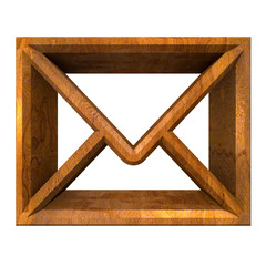 envelope email symbol in wood (3d)