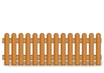 Vector illustration of a wooden brown fence