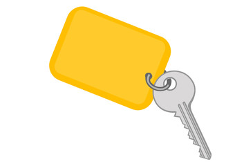 Vector illustration a metal key with a yellow charm