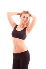 Fototapeta premium pretty young girl in sport clothe isolated on white