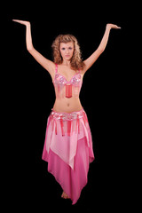 Belly dancer isolated on a black background