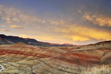 colorful painted hills at sunset, Mitchell, Oregon