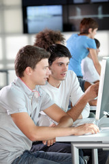 Group of young people in business training