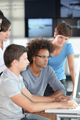 Young engineers in business meeting