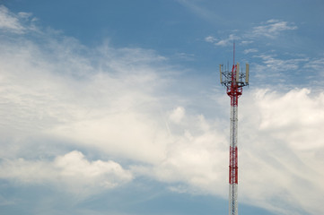 Mobile telephone station and nice sky, Thailand.