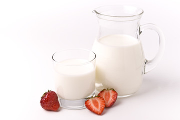 Milk and strawberries