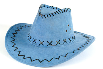 blue cowboy hat on a white