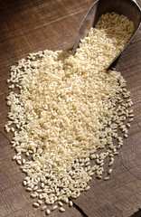 brown rice with a scoop
