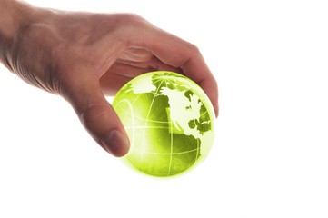 hand holding globe