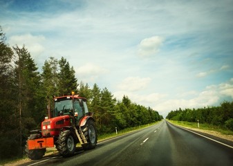 Fototapeta premium Tractor on a road