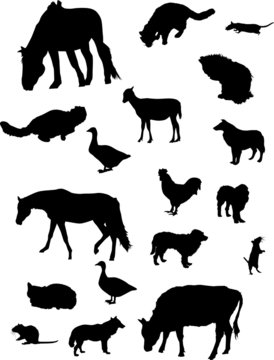farm animal silhouettes set