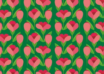 Field of green flowers pattern