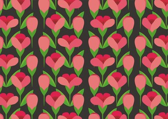 Field of pink flowers pattern