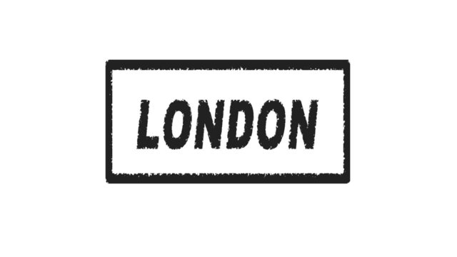 Hand stamping LONDON. Comes with alpha.