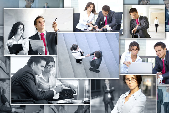 A collage of business images with young adults