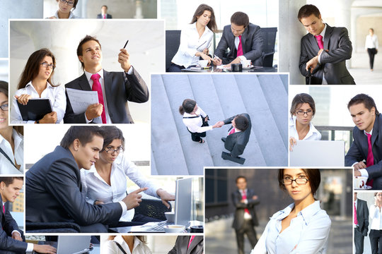 A collage of business images with young adults