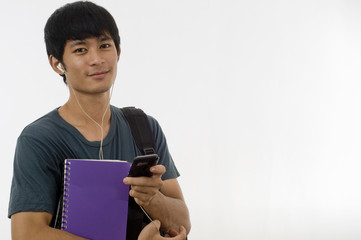 Naklejka premium Teenager with mobile telephone