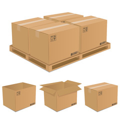Fototapeta premium Set of vector cardboard boxes