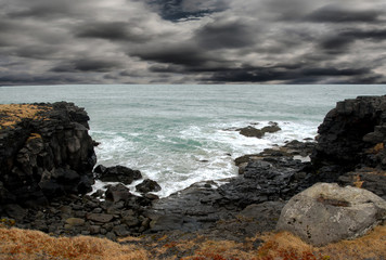Dark sea shore